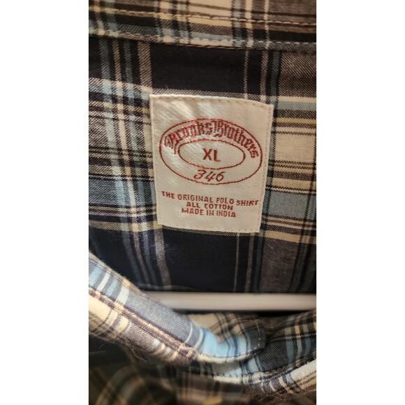 Brooks Brothers 346 S XL Grey/Blue Plaid LS Button-down Shirt Cotton - Picture 3 of 6